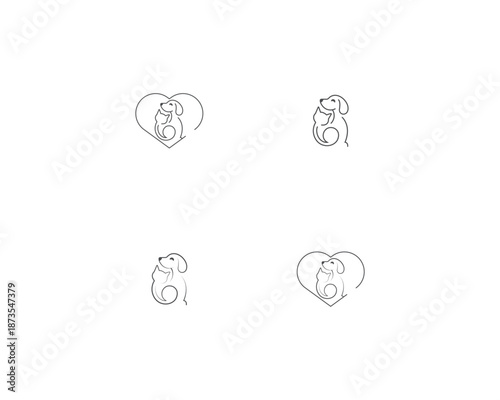 Dog and cat logo design template vector, line of pet logo design suitable for pet shop, store, cafe, business, hotel, veterinary clinic, Domestic animal vector illustration logotype, sign and symbol