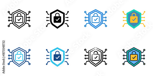 Cybersecurity icons set multiple style collection. Editable stroke 
