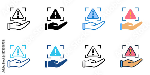 Threat Management icons set multiple style collection. Editable stroke 
