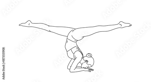 Gymnast Performing Handstand with Split Legs.