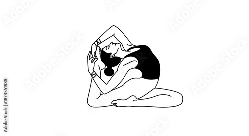 Woman Practicing Yoga Meditation Pose Illustration.