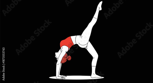 Woman Performing Yoga Handstand Pose Page.