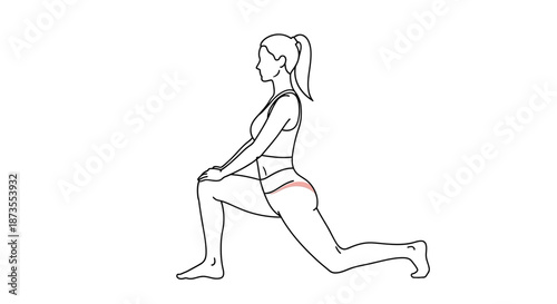 Woman Doing Lunge Page Illustration.