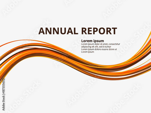 Annual Report Template with Orange Waves.