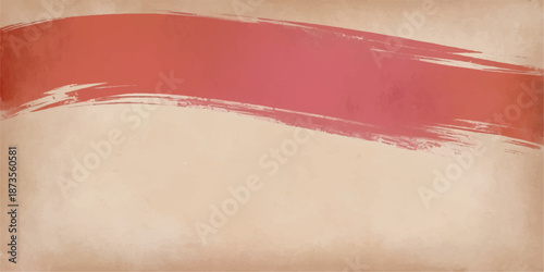 A closeup of a red paint brush creating a textured grunge pattern of red paint on a blank white paper surface with a macro art design