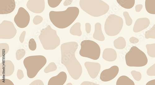 Seamless beige and brown abstract pattern with irregular shapes.