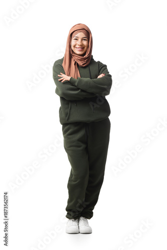 Young Muslim woman in khaki...