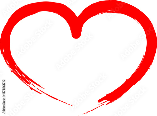 A bold red heart created with brushstroke, suitable for romantic, health, or love-themed designs.