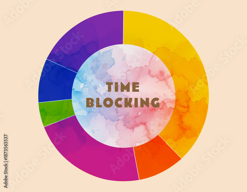 1日の時間割を色で区切るタイムブロッキング抽象ビジュアル