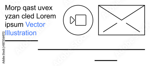 Communication, technology, digital marketing, email, video conferencing, messaging. Simplistic design with video call and envelope icons. Communication and technology visual concept