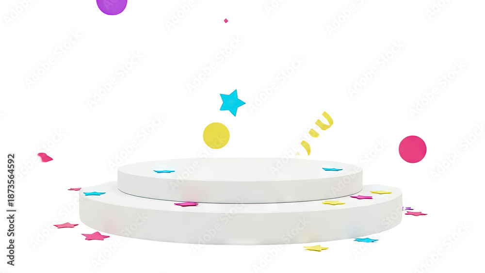 Obraz premium Celebration Podium with Confetti and Streamers
