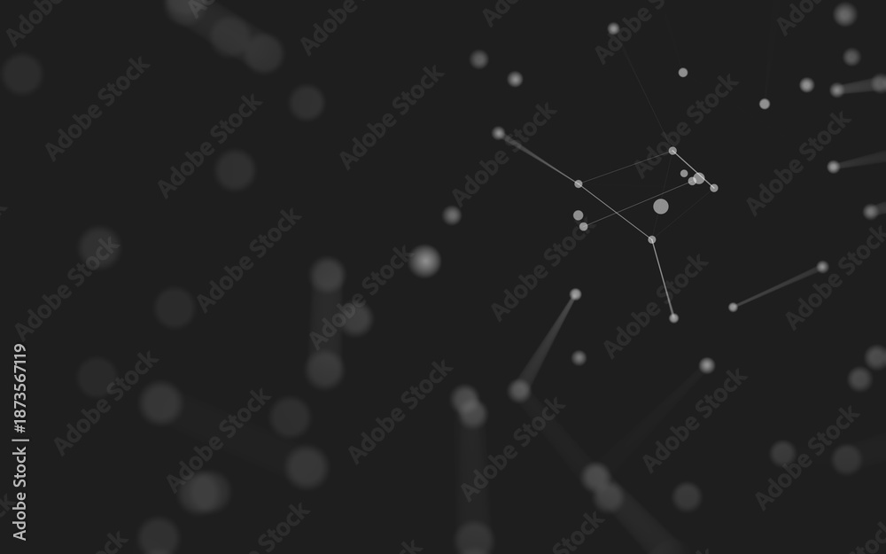 Fototapeta premium Abstract background. Molecules technology with polygonal shapes, connecting dots and lines. Connection structure. Big data visualization.