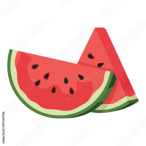 Sweet watermelon slice fresh summer fruit flat vector illustration juicy red melon food icon isolated for juice menu picnic poster healthy diet and seasonal design