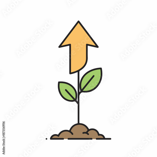 Sustainable Growth Vector Illustration: Nurturing Business Progress and Financial Investment Returns