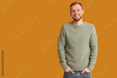 Young man in green sweater ...