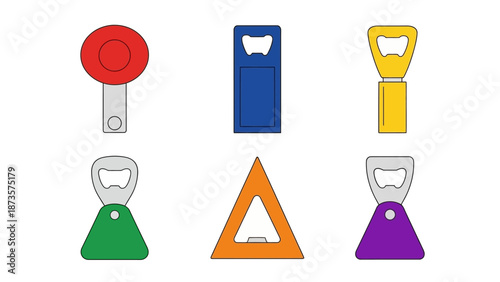 Colorful bottle openers illustration on white background vector design