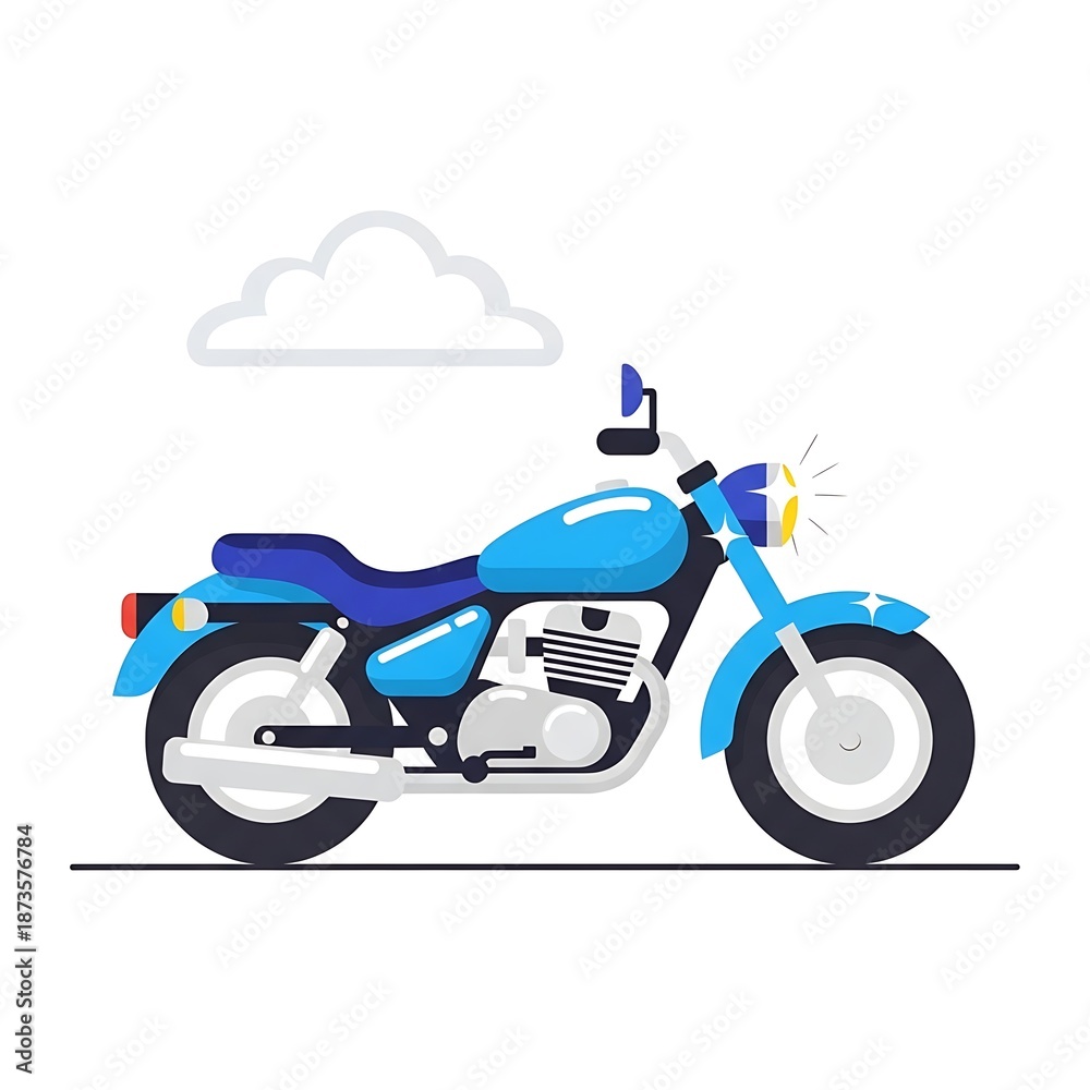 Fototapeta premium Blue motorcycle with cloud background.