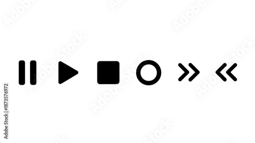 Minimalist media player icons play pause stop rewind fast forward