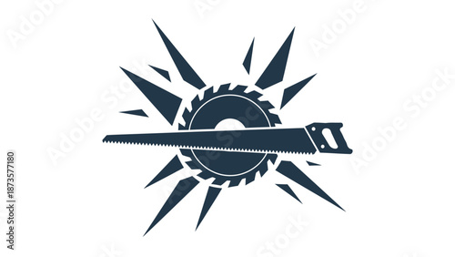 Saw and circular saw icon illustration for woodworking projects and design concepts