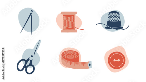 Sewing and tailoring tools illustration isolated on white background