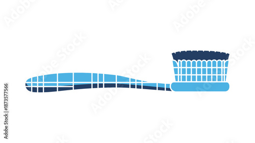 Stylized vector illustration of a blue toothbrush isolated on white background