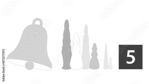 Abstract illustration of a bell stalagmites and the number 5 in a flat style