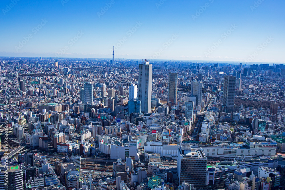 Fototapeta premium 池袋上空・池袋サンシャインビル・Aerial view