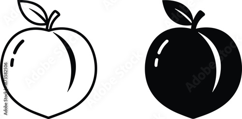 Fresh red apple fruit vector illustration set with green leaves in three different sizes for healthy nutrition designs.