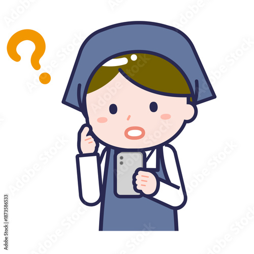 スマートフォンを使う「スタッフ」の男性