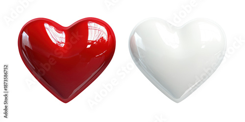 Romantic valentine hearts, love symbols on transparent background