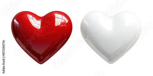 Romantic valentine hearts, love symbols, 3d render