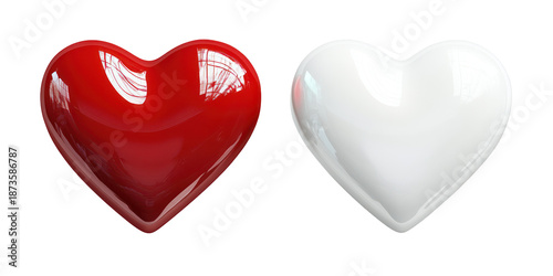Valentine hearts, romantic symbols, love icons, isolated on transparent background