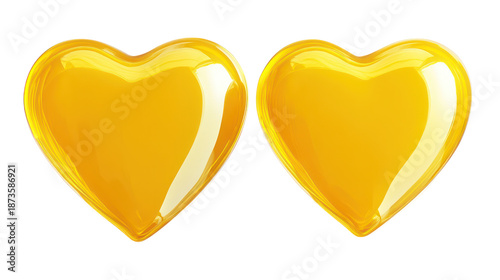 Golden hearts valentine love symbols isolated on transparent background