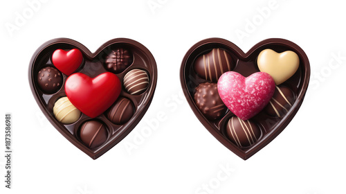 Valentine's day heart-shaped chocolate boxes, romantic gift, love, passion