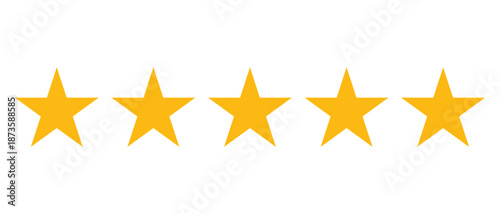 Five star rating icon, customer review feedback symbol, quality evaluation score graphic design