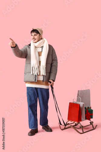 Young man in winter clothes...