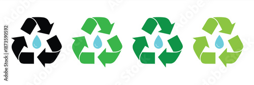 Water recycling icon set. Efficient water reuse. Vector illustration.