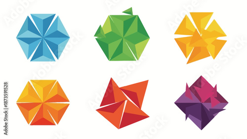 Geometric Abstract Shapes - Hexagonal and Polygonal Designs in Various Colors