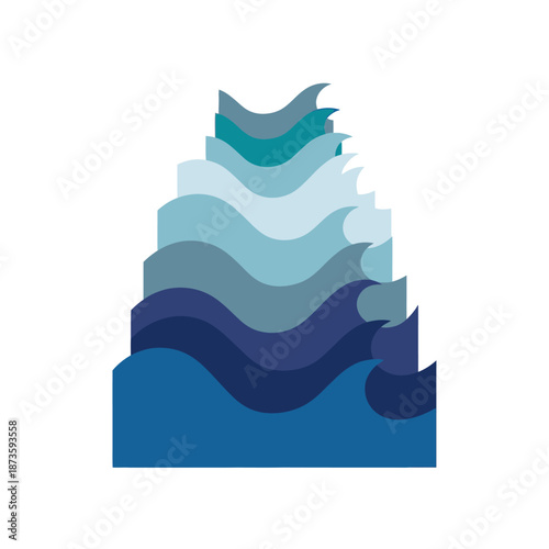 Abstract wave layers, blue gradient, water movement, clean design