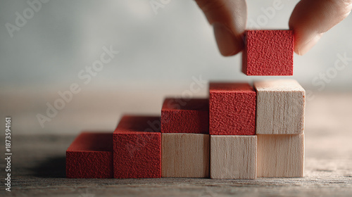 Building a step-by-step career path, concept of a person building stairs
