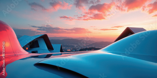 Wallpaper Mural Abstract pulse wave in radiant coral and ice blue, communication and rhythm metaphor, sleek gradient with energy flow Torontodigital.ca