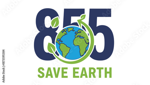 Save earth logo with globe and leaves