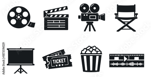Modern glyph movie production set featuring cinema entertainment elements for industry projects