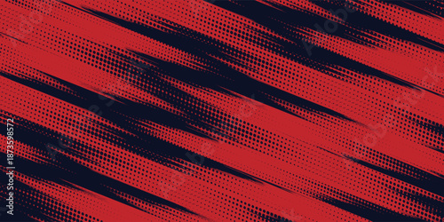 Red halftone dots blue color pattern gradient grunge texture background. Dot pop art comic sport style vector illustration