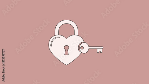 Heart shaped padlock with a key symbolizing love security and commitment for romantic relationships and strong bonds