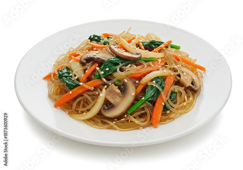 japchae stir fried glass noodles with vegetables