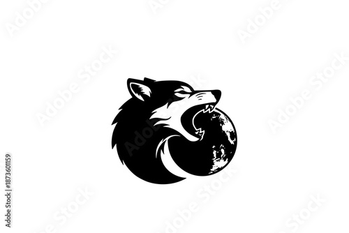 Wolf devouring the earth vector icon