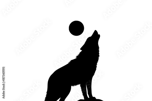 Silhouette of a wolf howling at the moon