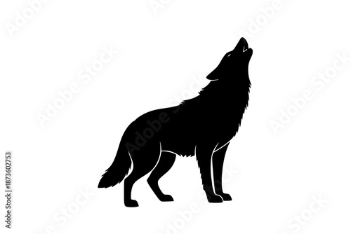 Black silhouette of a howling wolf