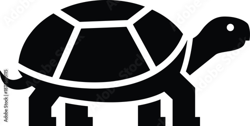 Simple turtle icon illustration, black silhouette reptile design, minimal animal symbol, nature wildlife graphic, isolated white background, vector, logo, concept
